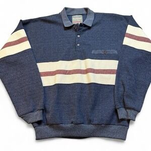 Vintage grandpa grunge preppy lightweight collared sweatshirt size large